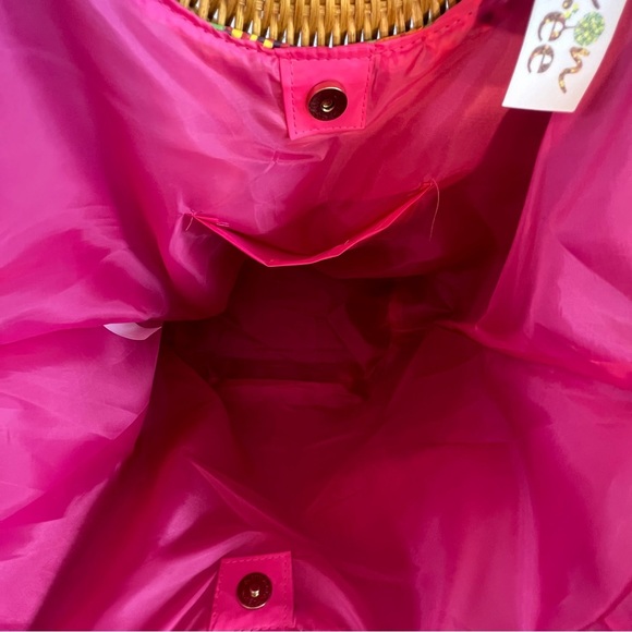 Shiraleah Chiara Chicago Bright Multi Color Tote Paper Straw Bamboo Handle Purse - Picture 3 of 7